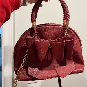 Elegant Red Bow Handbag